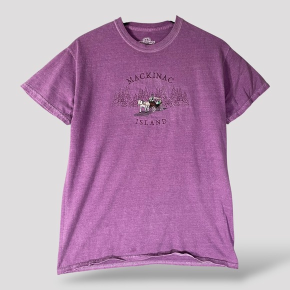 Tops - Mackinac‎ Island Horse Carriage Embroidered Graphic Tee Purple Size Medium